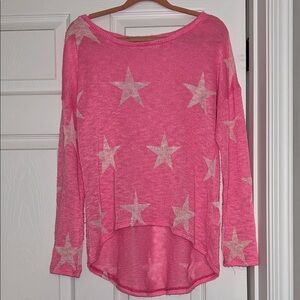 Neon Pink Vintage Havana Star Print Lightweight Women's Sweater